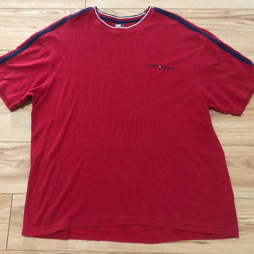 Vintage 90s Tommy Jeans Knit Shirt Mens XL